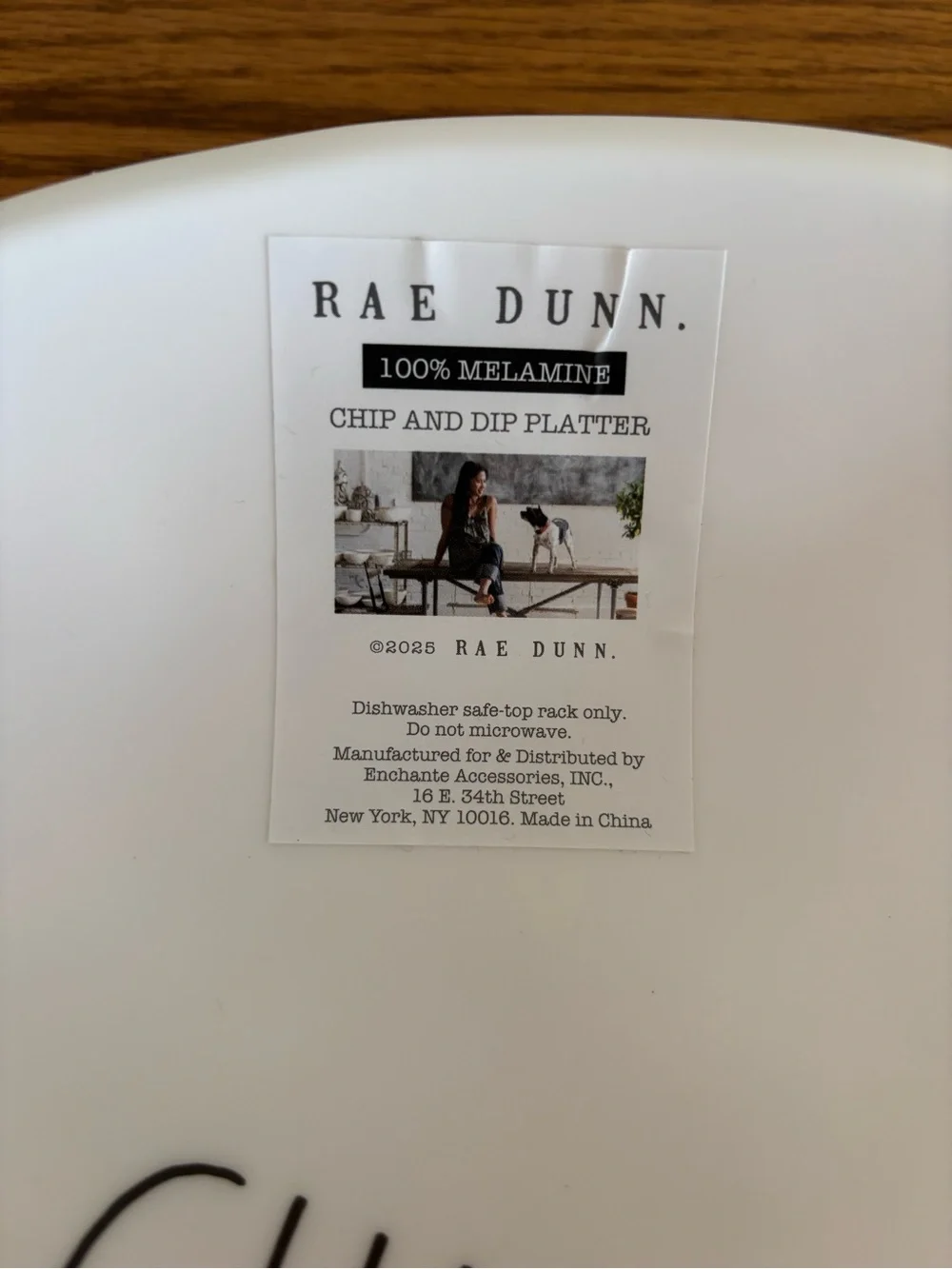 Rae Dunn White 'Chips & Dip' Melamine Serving Platter